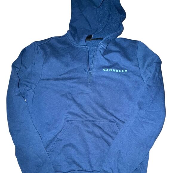 Oakley Royal Blue fleece Quarter-Zip pull over Hoodie size xtra small - Picture 2 of 7
